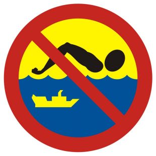Kąpiel zabroniona - szlak żeglugowy - znak, kąpieliska - OH013