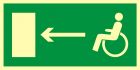 Kierunek do wyjścia drogi ewakuacyjnej dla niepełnosprawnych w lewo - znak ewakuacyjny - AC013