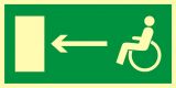 Kierunek do wyjścia drogi ewakuacyjnej dla niepełnosprawnych w lewo - znak ewakuacyjny - AC013 - Znaki ewakuacyjne uzupełniające