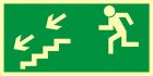 Kierunek do wyjścia drogi ewakuacyjnej schodami w dół w lewo - znak ewakuacyjny - AA005