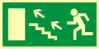 Kierunek do wyjścia drogi ewakuacyjnej schodami w górę w lewo - znak ewakuacyjny - AC022