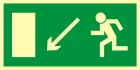 Kierunek do wyjścia drogi ewakuacyjnej w dół w lewo - znak ewakuacyjny - AC017