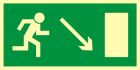 Kierunek do wyjścia drogi ewakuacyjnej w dół w prawo - znak ewakuacyjny - AC016
