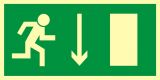 Kierunek do wyjścia drogi ewakuacyjnej w dół - znak ewakuacyjny - AC014 - Znaki ewakuacyjne uzupełniające