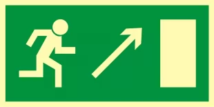 Kierunek do wyjścia drogi ewakuacyjnej w górę w prawo - znak ewakuacyjny - AC018