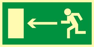 Kierunek do wyjścia drogi ewakuacyjnej w lewo - znak ewakuacyjny - AA003