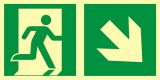 Kierunek do wyjścia ewakuacyjnego - w dół w prawo - znak ewakuacyjny - AAE108 - Schody na drodze ewakuacyjnej – jak powinny być oznakowane?