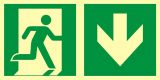Kierunek do wyjścia ewakuacyjnego – w dół (prawostronny) - znak ewakuacyjny - AAE109 - Kierunek drogi ewakuacyjnej i wyjścia: znaki PN-EN ISO 7010 bez tajemnic