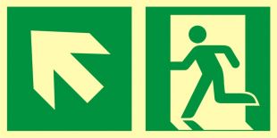 Kierunek do wyjścia ewakuacyjnego – w górę w lewo - znak ewakuacyjny - AAE101