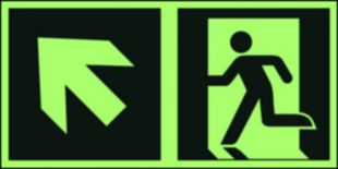 Kierunek do wyjścia ewakuacyjnego – w górę w lewo - znak ewakuacyjny - AAE101