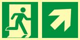 Kierunek do wyjścia ewakuacyjnego – w górę w prawo - znak ewakuacyjny - AAE106 - Schody na drodze ewakuacyjnej – jak powinny być oznakowane?