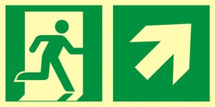 Kierunek do wyjścia ewakuacyjnego – w górę w prawo - znak ewakuacyjny - AAE106