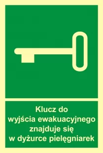 Klucz do wyjścia ewak. znajduje się w dyż. pielęgniarek - znak ewakuacyjny - AC032