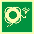 Koło ratunkowe z bojką świetlną i liną - znak morski - FB072