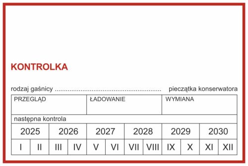 Kontrolka na gaśnice - naklejka, nalepka na gaśnicę - CB015 - Przegląd gaśnicy: jak często należy go przeprowadzać?