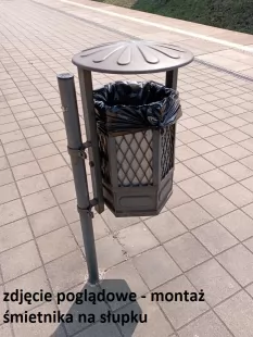 Kosz na śmieci, śmietnik miejski parkowy 35l eko ze słupkiem
