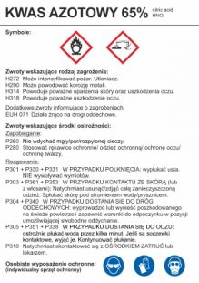 Kwas azotowy 65% - etykieta chemiczna, oznakowanie opakowania - LC004
