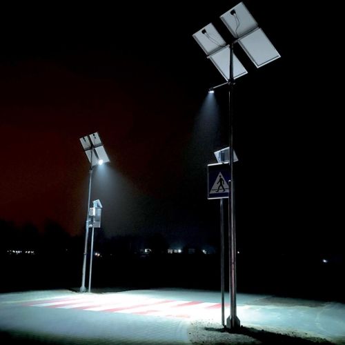 Lampa uliczna solarna ze słupem na przejście dla pieszych - Jak zapewnić bezpieczeństwo pieszym i rowerzystom po zmroku? 6 rozwiązań