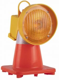 Lampa zmierzchowa ostrzegawcza drogowa na pachołek - żółta