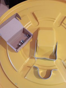 Lustro przemysłowe magazynowe - okrągłe z ramą ostrzegawczą, akrylowe