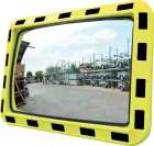 Lustro przemysłowe magazynowe - prostokątne, akrylowe, z ramą ostrzegawczą