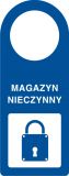 Magazyn nieczynny - zawieszka na drzwi - TC006 - Oznaczenia na drzwi – jak mogą być oznakowane drzwi do różnych pomieszczeń?
