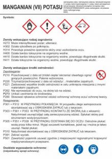 Manganian (VII) potasu - etykieta chemiczna, oznakowanie opakowania - LC031