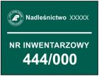 Nadleśnictwo - numer inwentarzowy - tablica znak, lasy państwowe