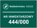 Nadleśnictwo - numer inwentarzowy - tablica znak, lasy państwowe