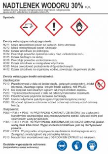 Nadtlenek wodoru 30% - etykieta chemiczna, oznakowanie opakowania - LC013