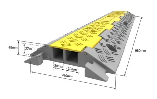 Najazd kablowy, próg, najazd na kable - 2 kanałowy drogowy 100x24x4 cm