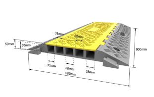Najazd kablowy, próg, najazd na kable - 5 kanałowy drogowy 90x50x7 cm