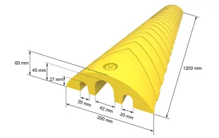 Najazd kablowy, próg, najazd na kable gumowy drogowy 120x21x6,5 cm, zabezpieczenie osłona - czarna