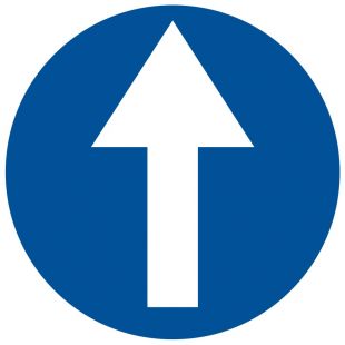 Nakaz jazdy prosto przez skrzyżowanie - znak PCV