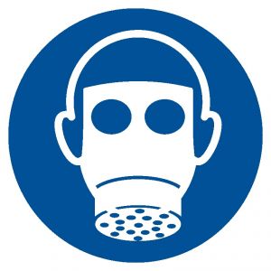 Nakaz stosowania ochrony dróg oddechowych - znak bhp nakazujący - GJM017 - BHP przy pracach w zbiornikach