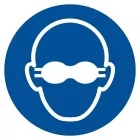 Nakaz stosowania przyciemnianych gogli ochronnych - znak bhp nakazujący - GJM007