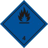Naklejka ADR podklasa nr 4.3 - Materiały wytwarzające w zetknięciu z wodą gazy palne. Klasa 4 - MB114 - Piktogram płomienia – na jakich znakach może występować?