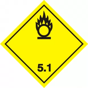 Naklejka ADR podklasa nr 5.1 - Materiały utleniające. Klasa 5 - MB116
