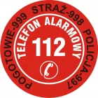 Nalepka na telefon - pogotowie 999, straż 998, policja 997, telefon alarmowy 112 - DA004