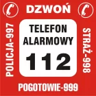 Nalepka na telefon - pogotowie 999, straż 998, policja 997, telefon alarmowy 112, dzwoń - DA005