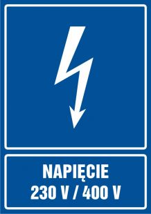 Napięcie 230 V/400 V - znak elektryczny