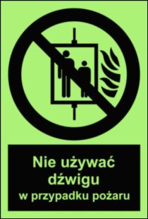 Nie używać dźwigu w przypadku pożaru - znak przeciwpożarowy ppoż - BB020