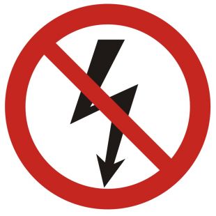 Nie załączać urządzeń elektrycznych - znak bhp zakazujący - GB005