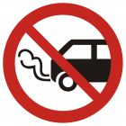 Nie zostawiać włączonych silników spalinowych - znak bhp zakazujący - GB006