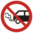 Nie zostawiać włączonych silników spalinowych - znak bhp zakazujący - GB006