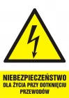 Niebezpieczeństwo dla życia przy dotknięciu przewodów - znak elektryczny