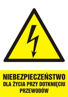 Niebezpieczeństwo dla życia przy dotknięciu przewodów - znak sieci elektrycznych - HA007