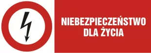 Niebezpieczeństwo dla życia - znak elektryczny