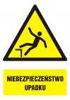 Niebezpieczeństwo upadku - znak bhp ostrzegający, informujący - GF023