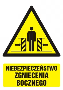 Niebezpieczeństwo zgniecenia bocznego - znak bhp ostrzegający, informujący - GF034